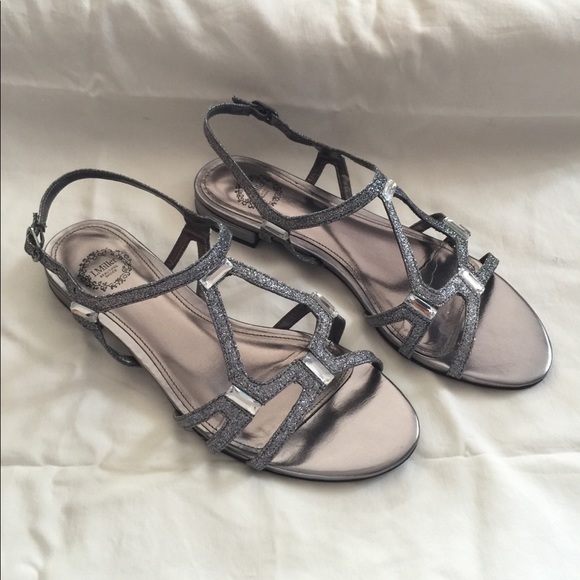 silver flat sandals size 12